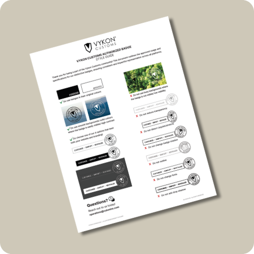 Vykon Customs Authorized Badge and Style Guide